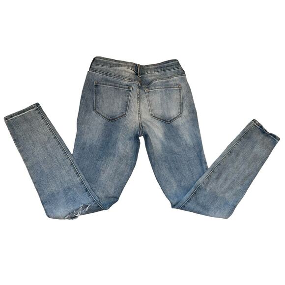 Old Navy Pop Icon Skinny High Rise Pockets Frayed Blue Denim Jeans Sz 4 Long - Picture 8 of 10